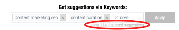 Content curation: clearing suggested content 