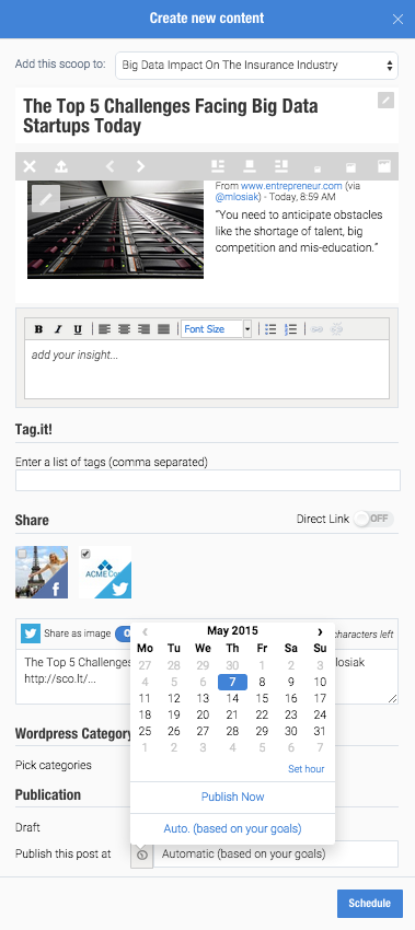 You can queue up posts to be published in the future with Scoop.It Content Director.