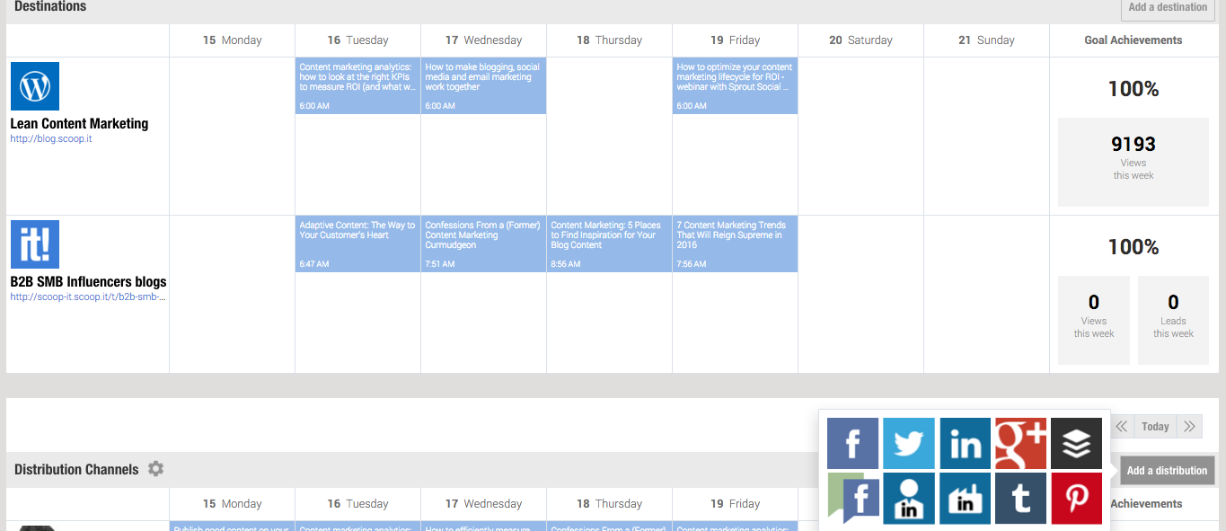 Scoopit Content Director - smart calendar - add a distribution