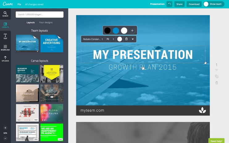 Canva dashboard