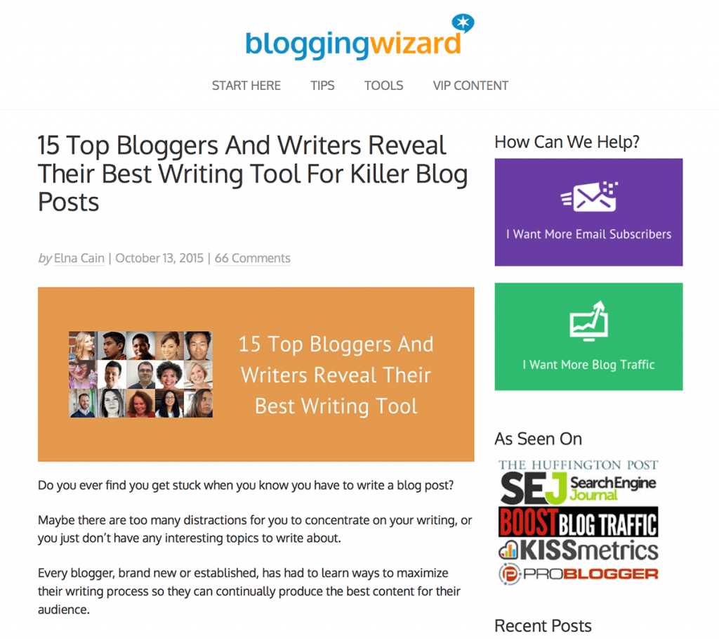 an influencer round up post from Blogging Wizard