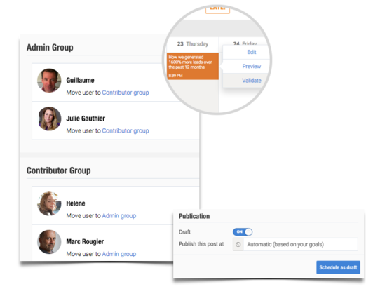Good editorial calendar software will let you assign different roles, tasks and permissions to different users