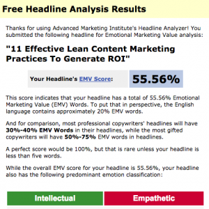 Free Headline Analysis Tool by the Advanced Marketing Institute