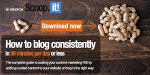 CTA how to blog more and blog consistently in 30 min a day or less - ebook by scoop it