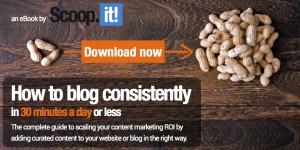 how to blog more and blog consistently in 30 min a day or less - ebook by scoop it - download now CTA