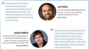 quote Joe Pullizi Jayson deMers how to generate leads through content marketing jpg