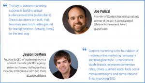 quote Joe Pullizi Jayson deMers how to generate leads through content marketing