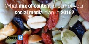 What mix of content is part of your social media plan in 2016?