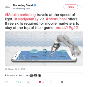Oracle Marketing Cloud curating content on their Twitter feed