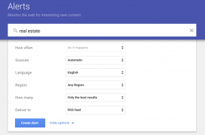 Google Alerts for content curation topics